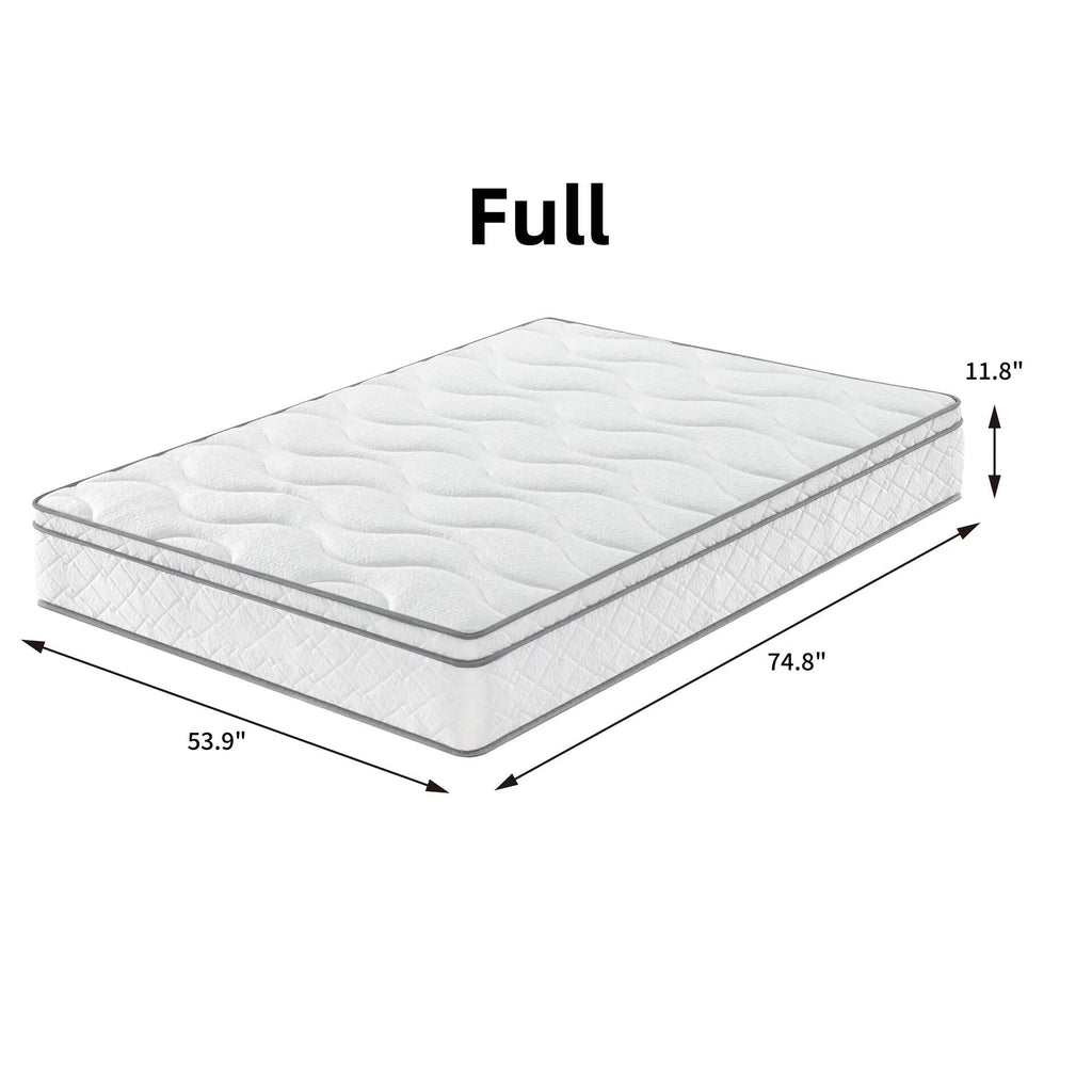 Full Size / King size/ Queen size Mattress Made in USA, 10/12 Inch Hybrid Mattress in a Box with Gel Memory Foam, CertiPUR-US Certified