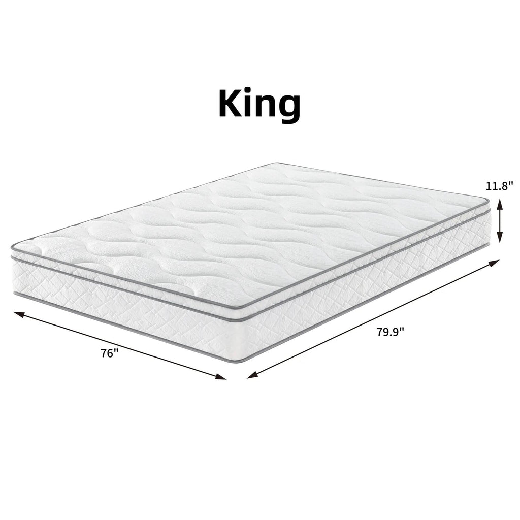 Full Size / King size/ Queen size Mattress Made in USA, 10/12 Inch Hybrid Mattress