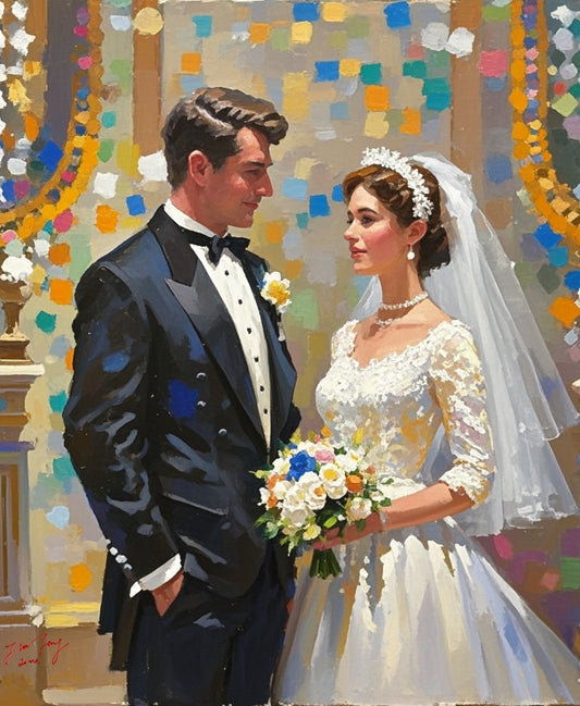 Wedding gift, Wedding portrait painting hand painted with oil on canvas