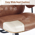 Home Office Desk Chair Retro Faux Leather Chair with Lumbar Support &Rubber Wheels