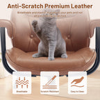 Home Office Desk Chair Retro Faux Leather Chair with Lumbar Support &Rubber Wheels
