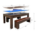 7ft 3-in-1 Multi-Functional Pool Table with Benches (Pool Table + Ping Pong Table + Dining Table)