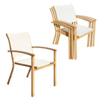 Set of 4 Outdoor Patio Chairs, Integrated Stackable Wrought Iron Furniture Dining Chairs with Arms
