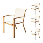 Set of 4 Outdoor Patio Chairs, Integrated Stackable Wrought Iron Furniture Dining Chairs with Arms