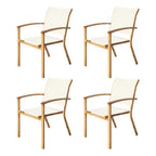 Set of 4 Outdoor Patio Chairs, Integrated Stackable Wrought Iron Furniture Dining Chairs with Arms