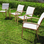 Set of 4 Outdoor Patio Chairs, Integrated Stackable Wrought Iron Furniture Dining Chairs with Arms
