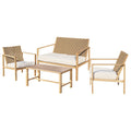 4 Pieces Metal Patio Furniture Set, Hand-Made Drawstring Outdoor Patio Conversation Sets