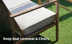 4 Pieces Metal Patio Furniture Set, Hand-Made Drawstring Outdoor Patio Conversation Sets