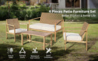 4 Pieces Metal Patio Furniture Set, Hand-Made Drawstring Outdoor Patio Conversation Sets