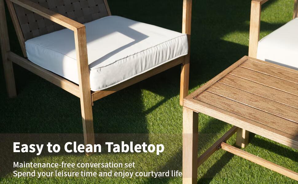 4 Pieces Metal Patio Furniture Set, Hand-Made Drawstring Outdoor Patio Conversation Sets