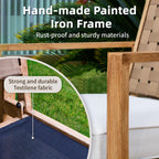 4 Pieces Metal Patio Furniture Set, Hand-Made Drawstring Outdoor Patio Conversation Sets