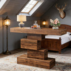Console Table, Wood Sofa Table Accent Table with Geometric Base