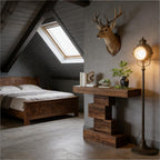 Console Table, Wood Sofa Table Accent Table with Geometric Base