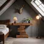 Console Table, Wood Sofa Table Accent Table with Geometric Base