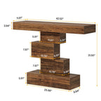 Console Table, Wood Sofa Table Accent Table with Geometric Base
