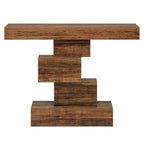 Console Table, Wood Sofa Table Accent Table with Geometric Base