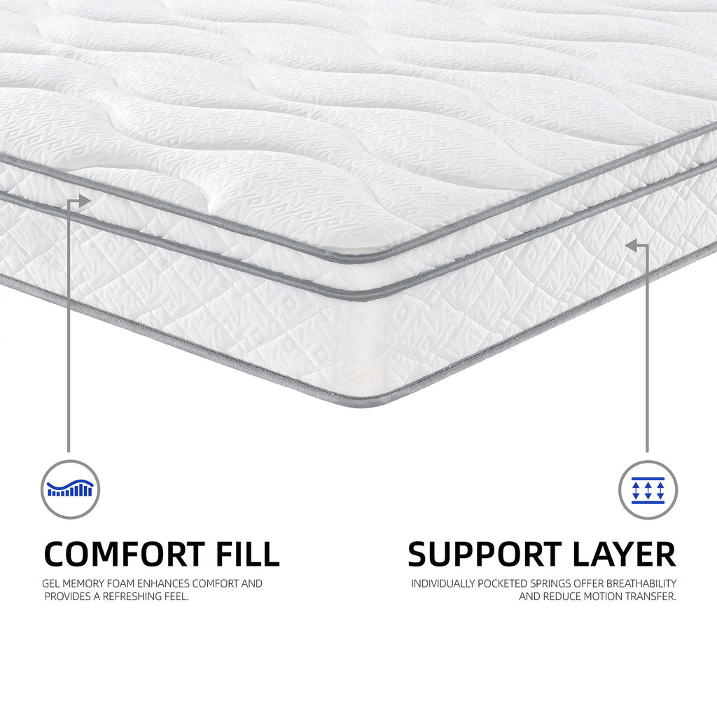 Full Size / King size/ Queen size Mattress Made in USA, 10/12 Inch Hybrid Mattress in a Box with Gel Memory Foam, CertiPUR-US Certified