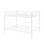 Full Over Full Bunk Bed, Heavy Duty Metal Bunk Bed Frame with Built-in Ladder and Safety Guard Rail
